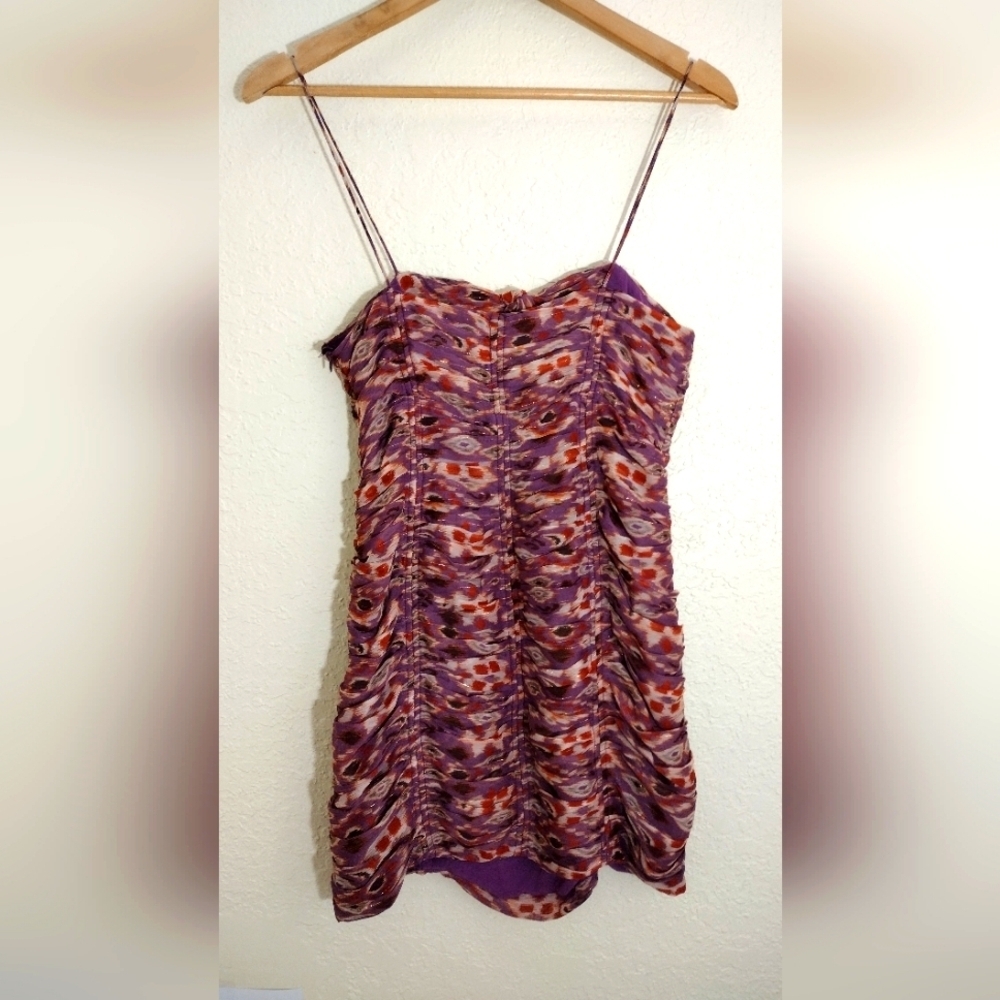 Zara Purple And Burgundy Ruched Sides Mini Dress - Picture 12 of 13